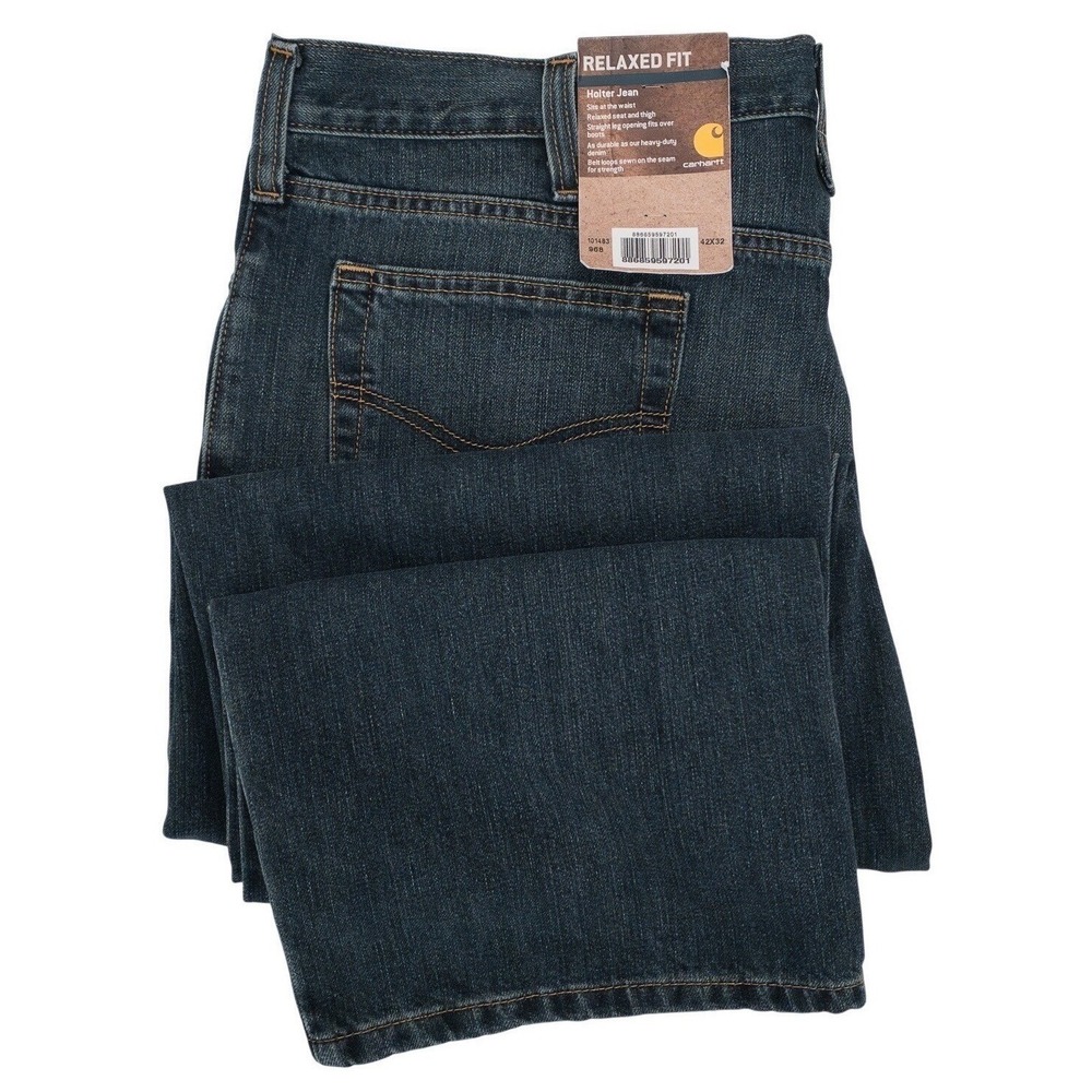Carhartt Relaxed Fit Holter Jean Mens 42x32‎ Dark Wash Denim Workwear